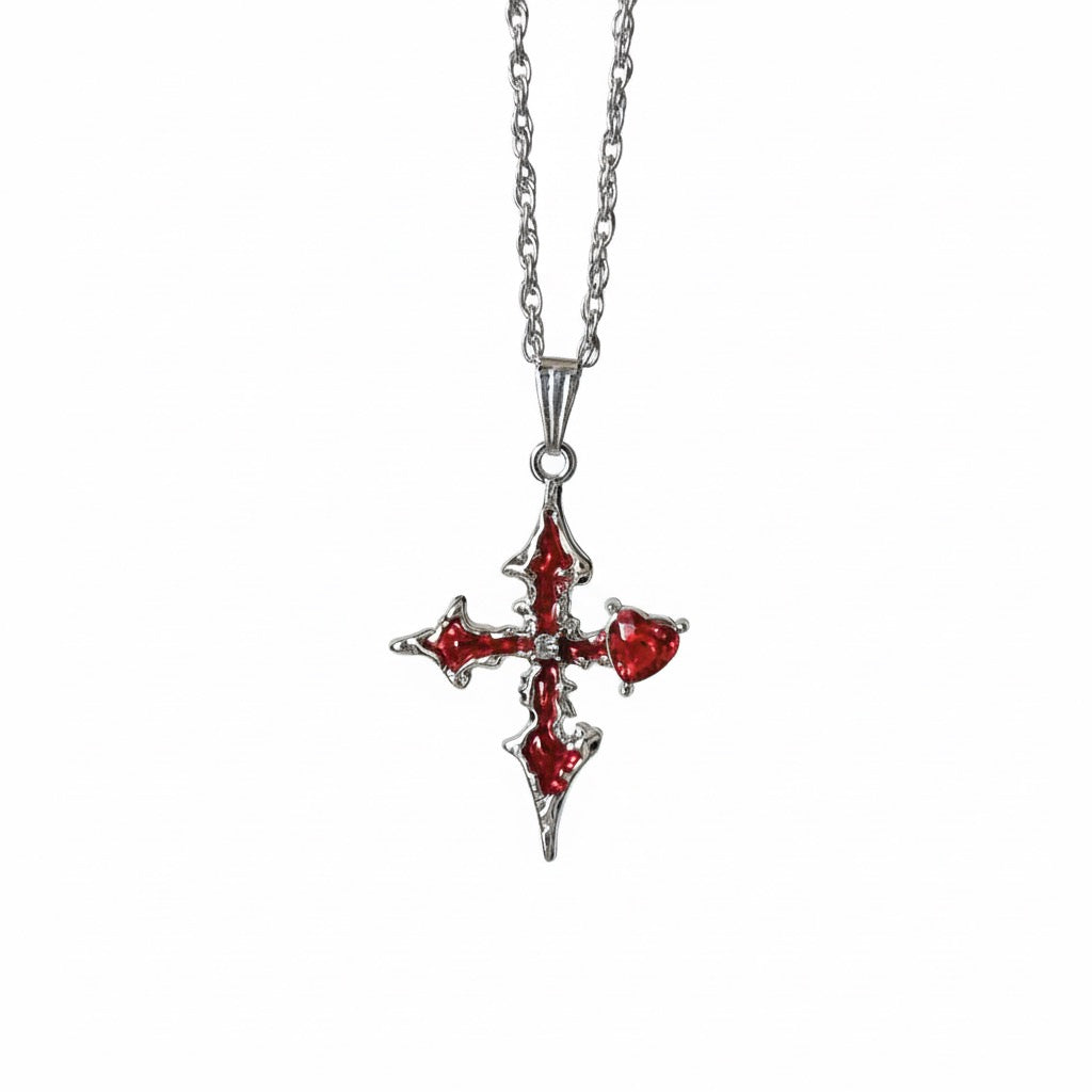ruby cross necklace