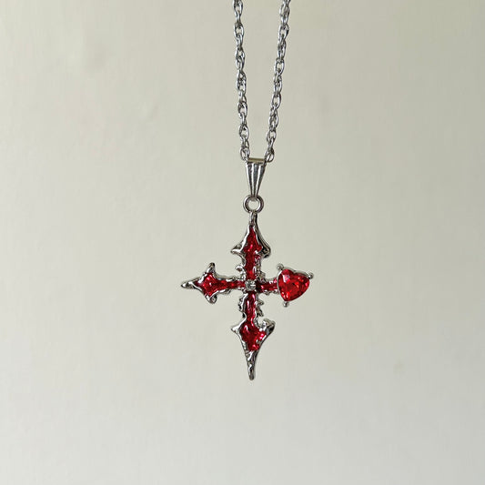 ruby cross necklace