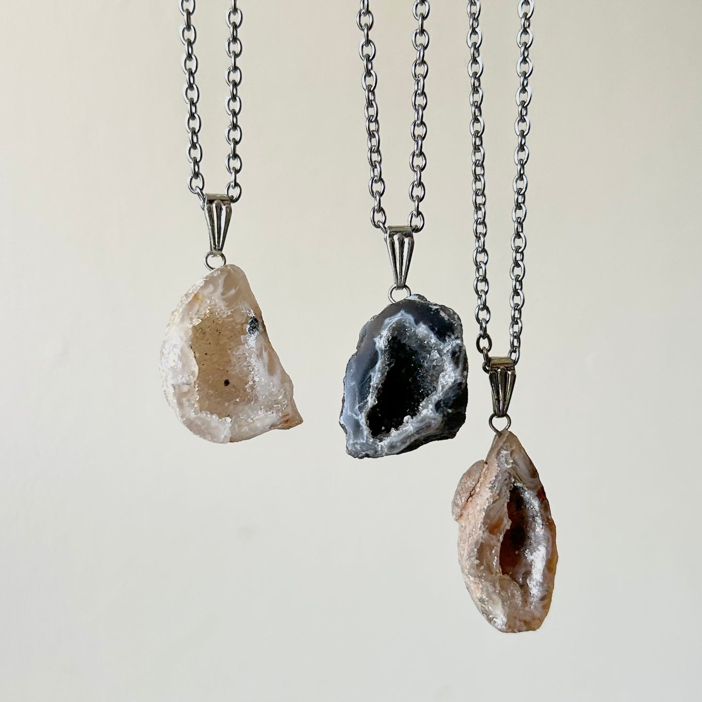 agate geode necklaces