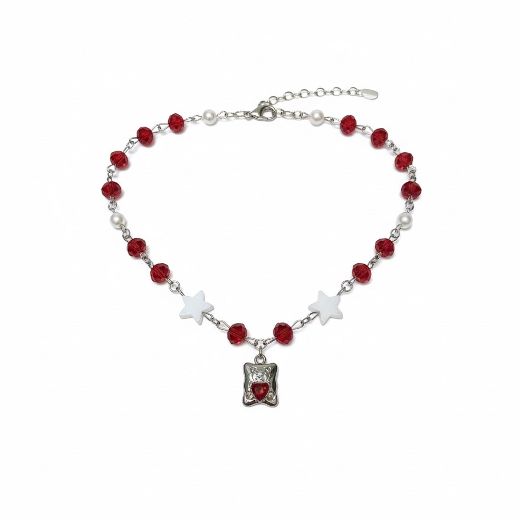 red teddy necklace