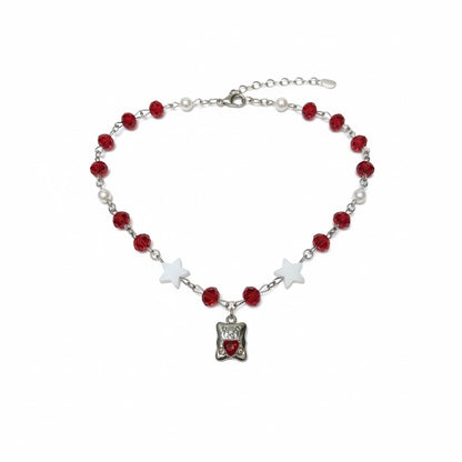 red teddy necklace