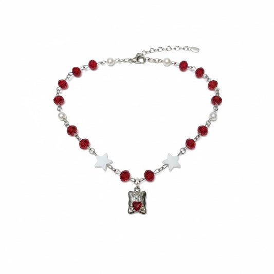 red teddy necklace