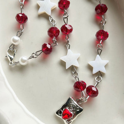 red teddy necklace