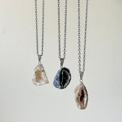 agate geode necklaces