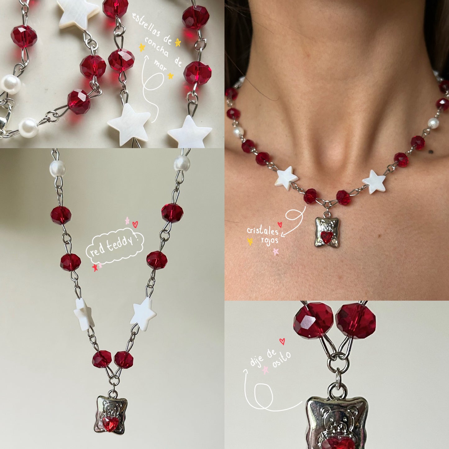 red teddy necklace