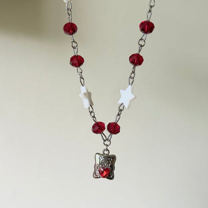 red teddy necklace