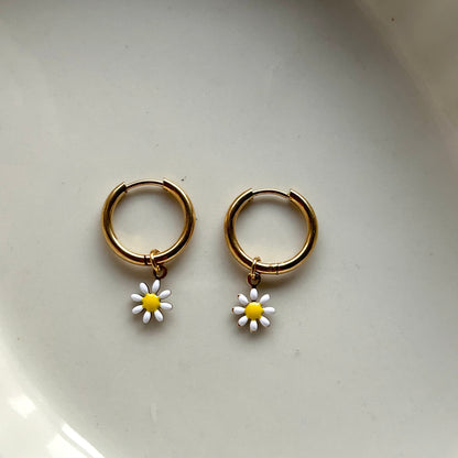 tiny daisy hoops