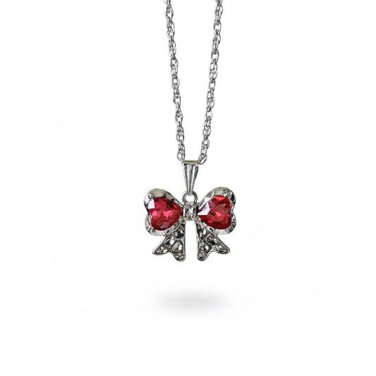 red ribbon necklace