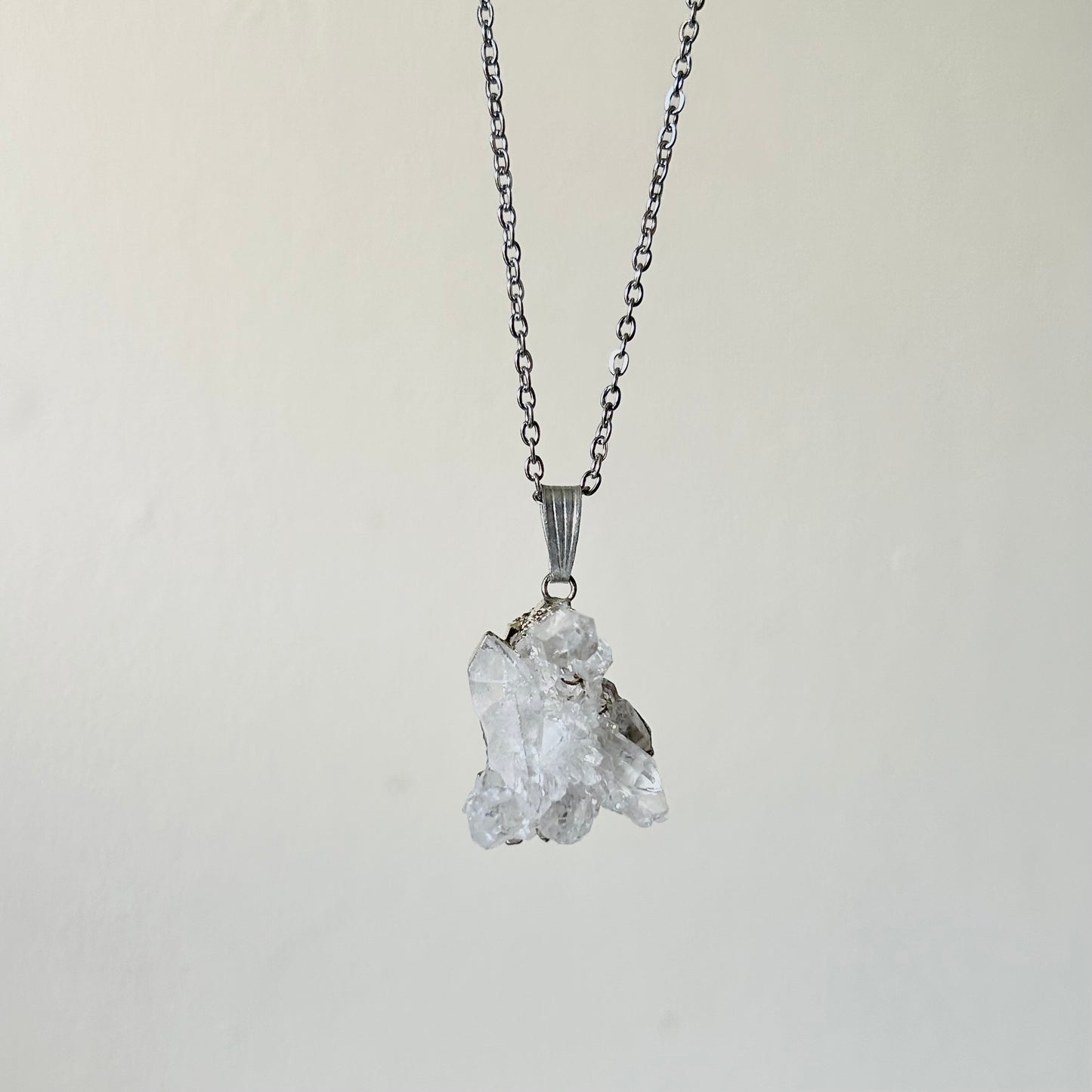 clear quartz druzy necklace