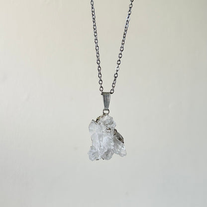 clear quartz druzy necklace