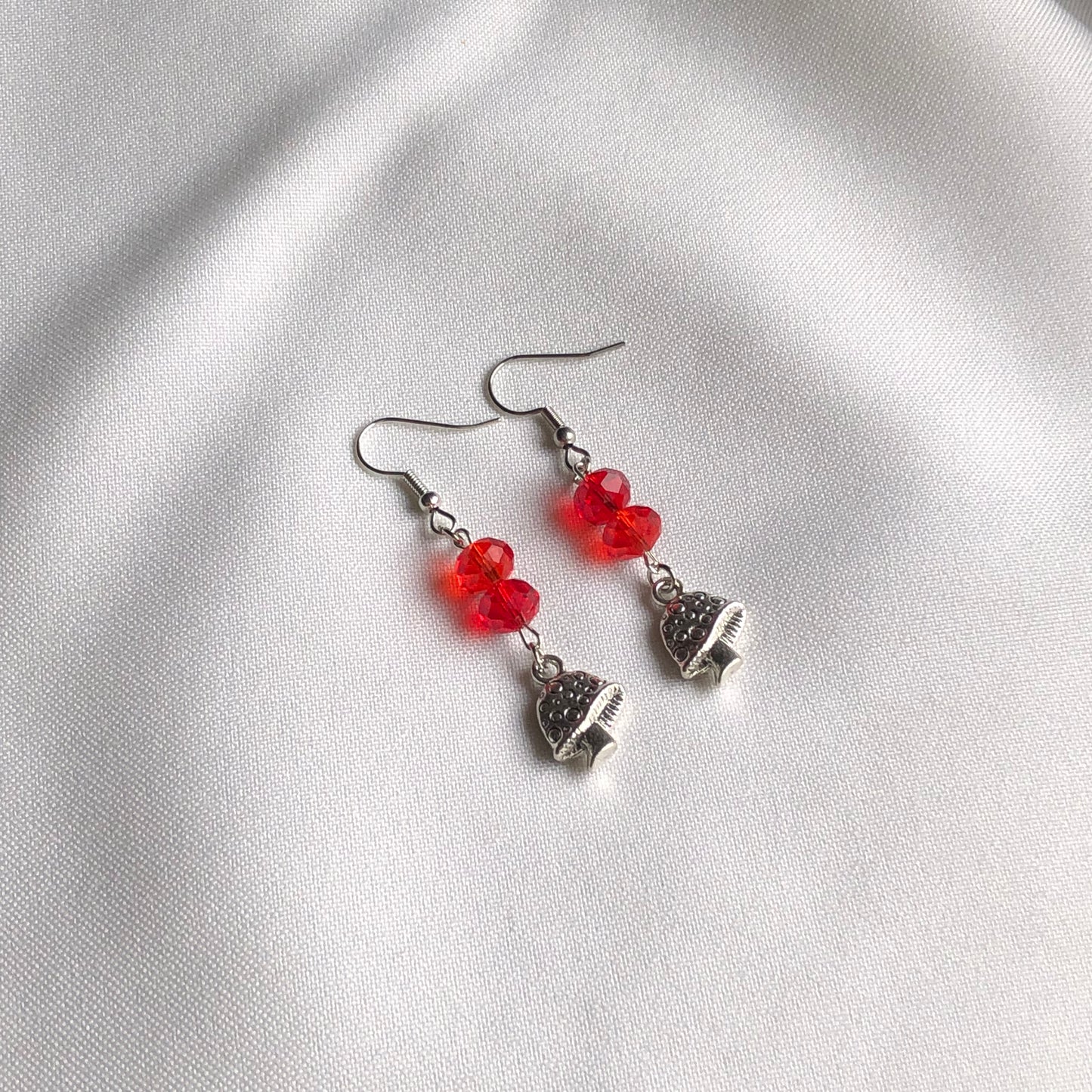 red mushroom earrings