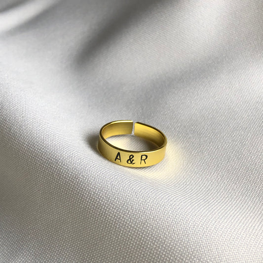 you & me stamp ring