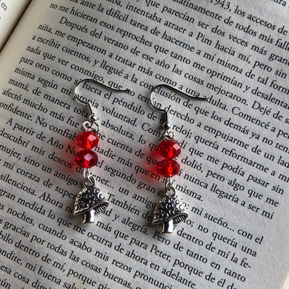 red mushroom earrings