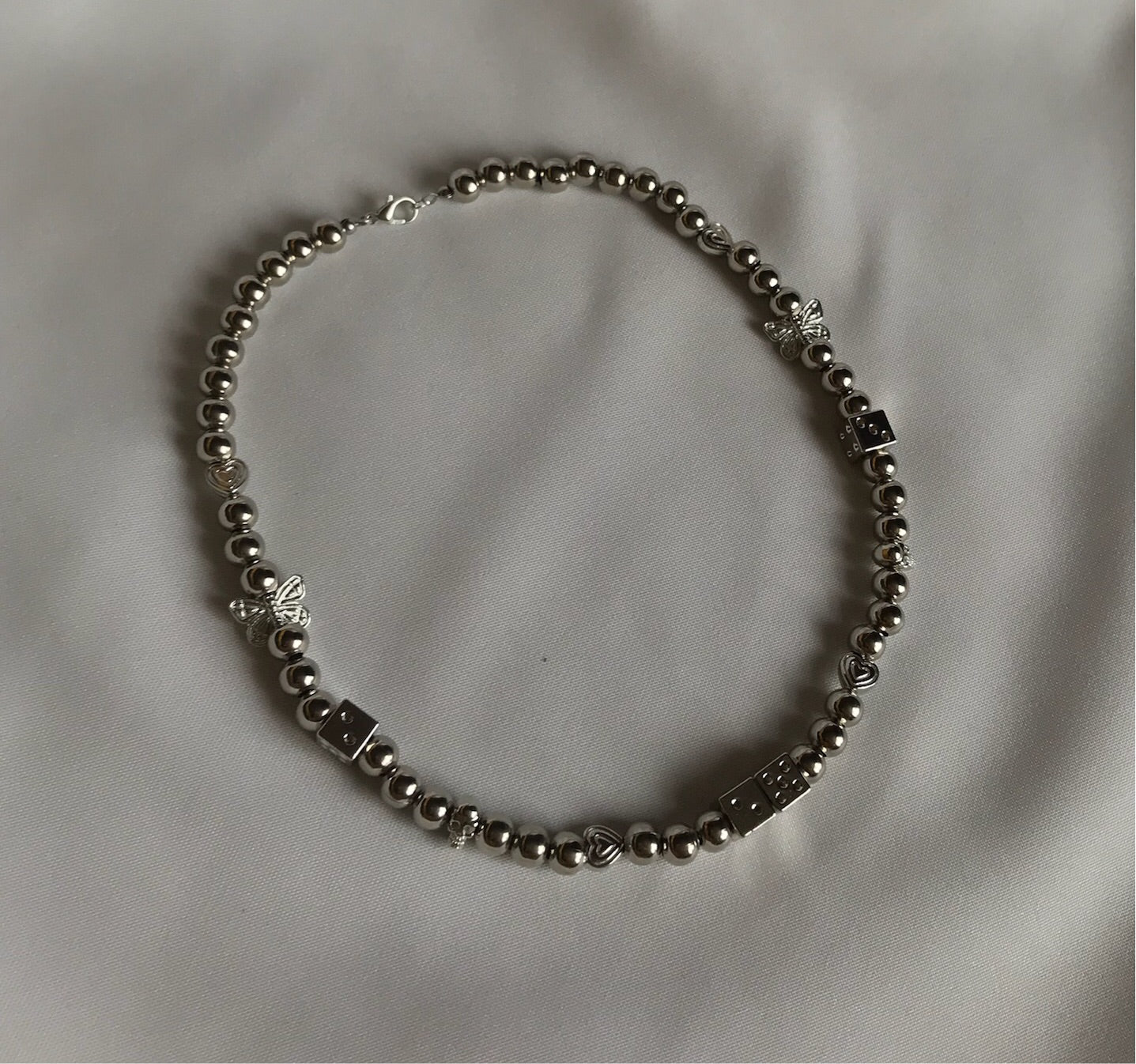 silver metal necklace