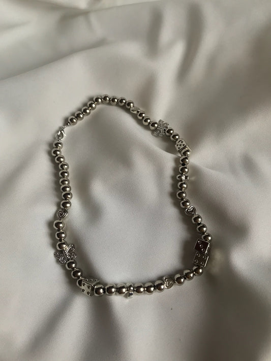 silver metal necklace